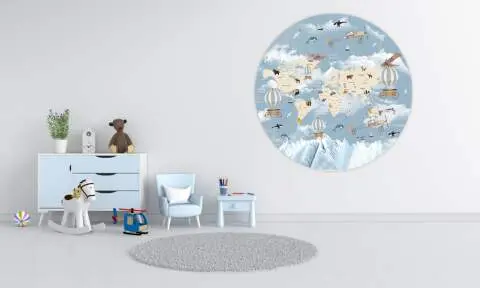 Muurstickers slaapkamer horizontale blauwe lijnen