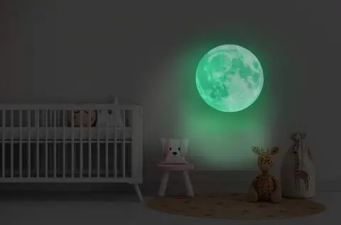 Glow In The Dark Sterren Voor Plafond, Gloeiende En Realistische Sterren En Volle Maan Muurstickers Voor Sterrenhemel