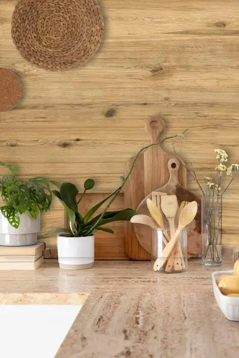 Muurstickers - Sticker Folie - Een Lichte Houten Muur Als Achtergrond 60x120 Cm Plakfolie Muurstickers Kinderkamer Zelfklevend Behang