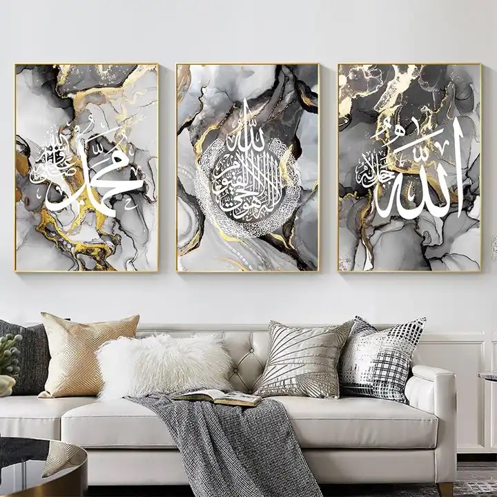 Posters - abstracte goudzwarte kunst / set van 3