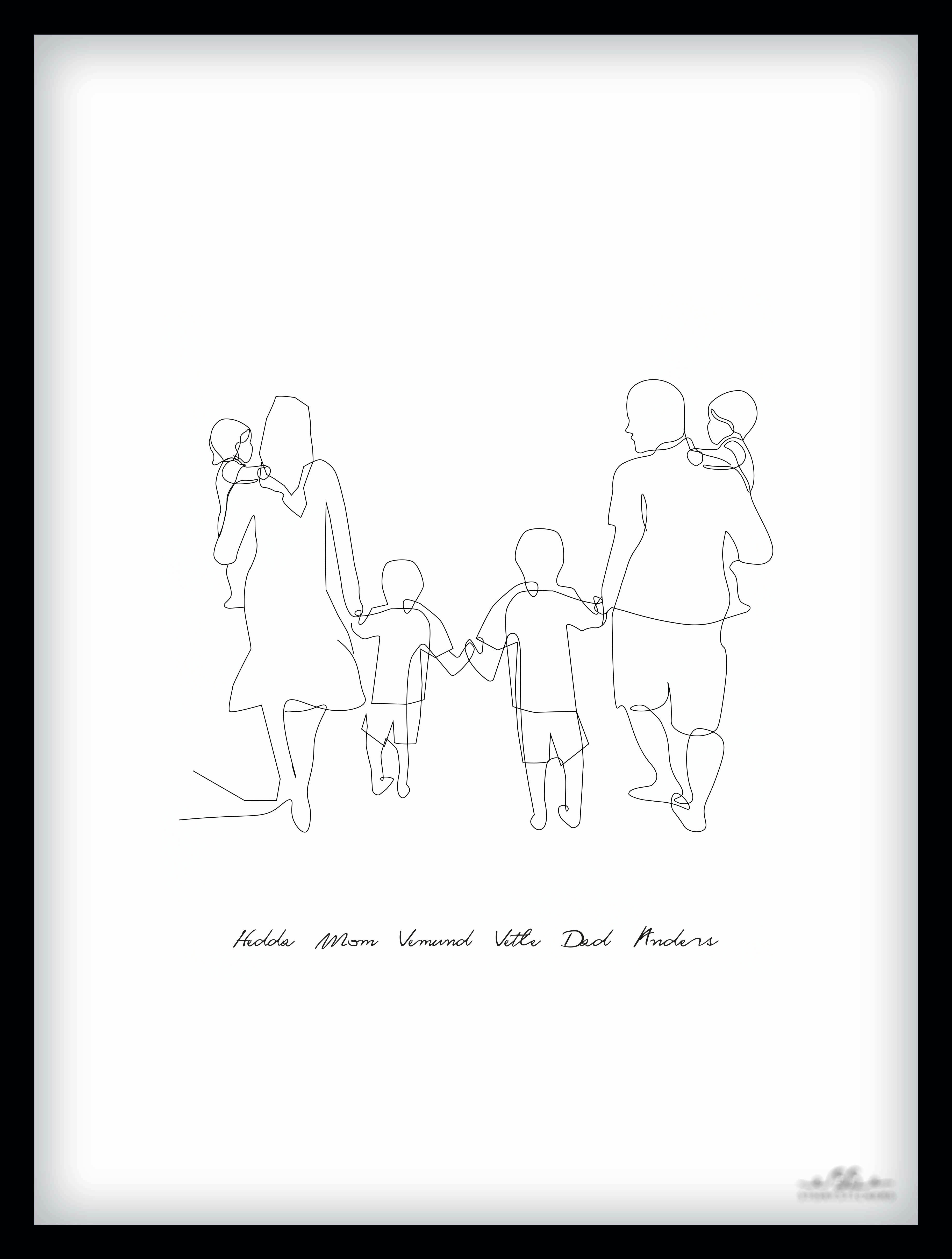 Poster - Familie / 4 kinderen / 3 jongens en 1 meisje / Gepersonaliseerd