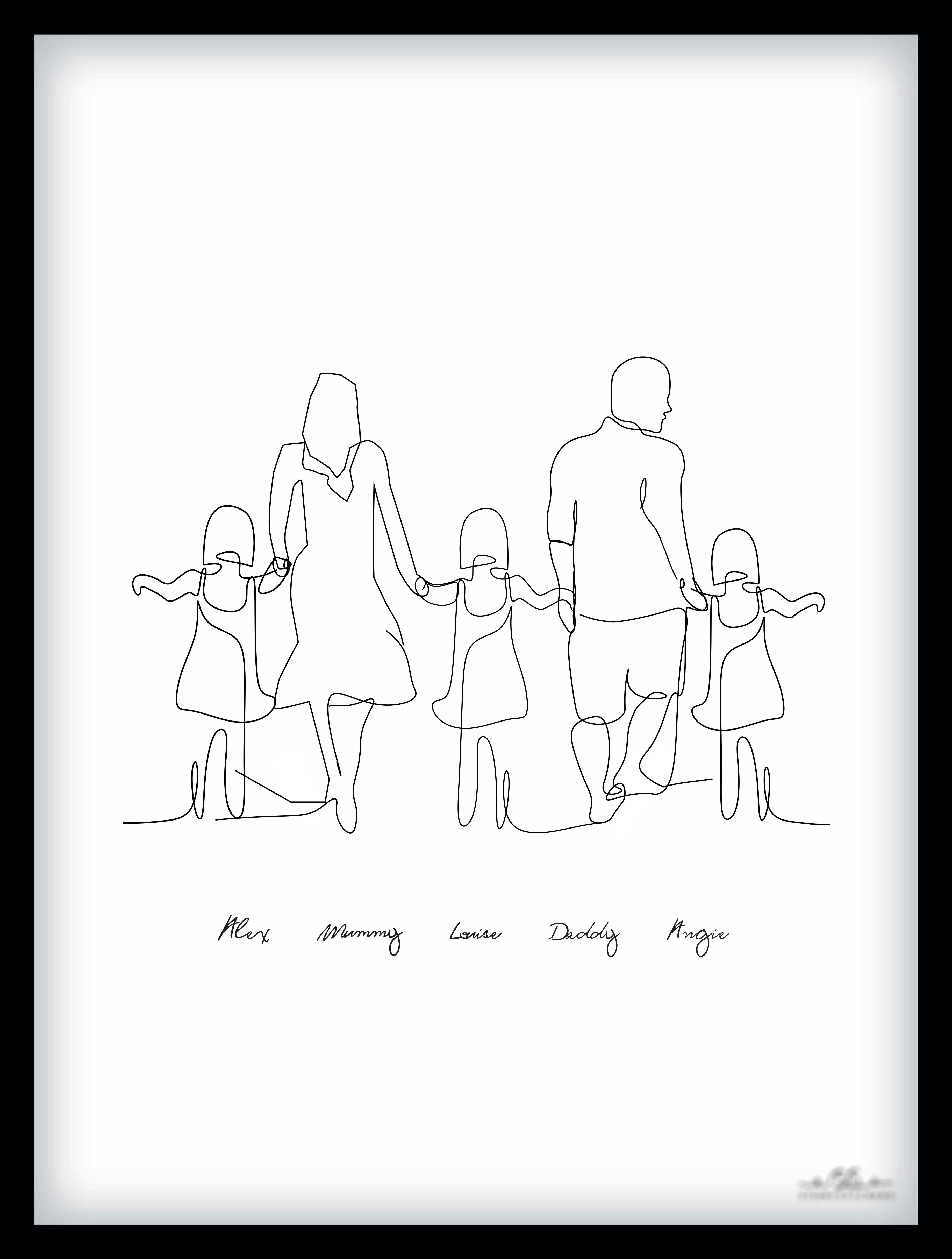 Poster - Familie / 3 kinderen / 3 meisjes / Gepersonaliseerd
