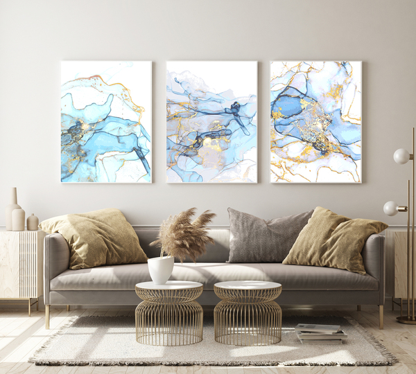 Posters - Hemelsblauw patroon / Set van 3