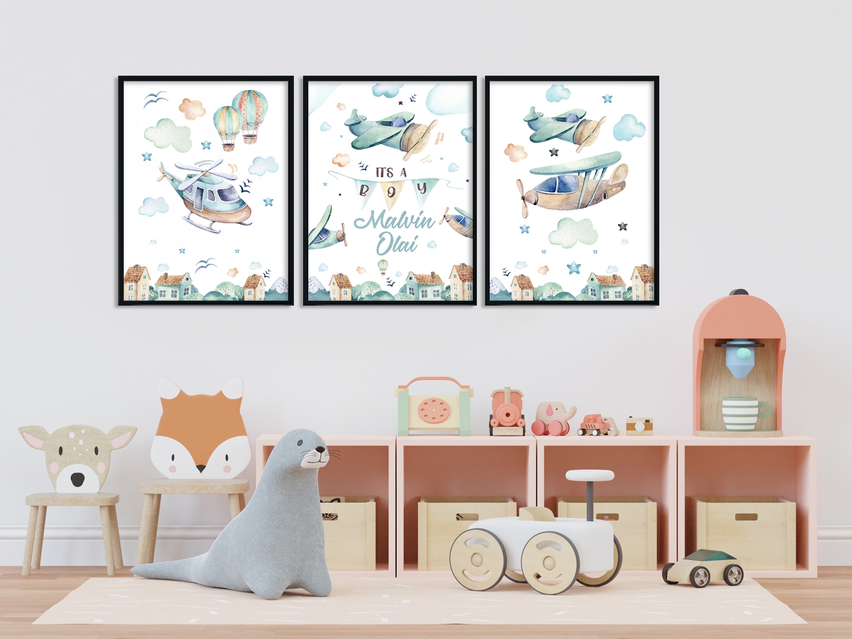 Posters - Vliegtuigen en Luchtballonnen / Set van 3