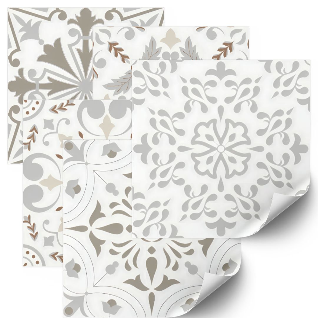 Tegelsticker - Vintage Stijl / Neutrale Tinten / Set van 24 stuks