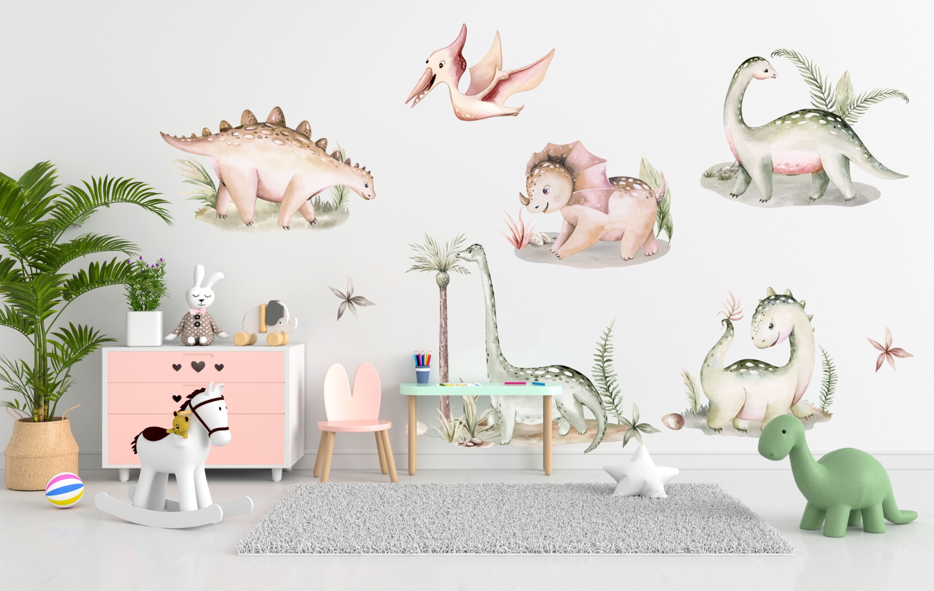 Muursticker - Happy Dino Wonderland-set