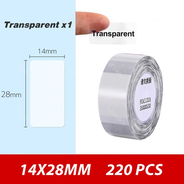 Niimbot Label voor D101/110 / 14 x 28 mm, 220 stuks / Transparant