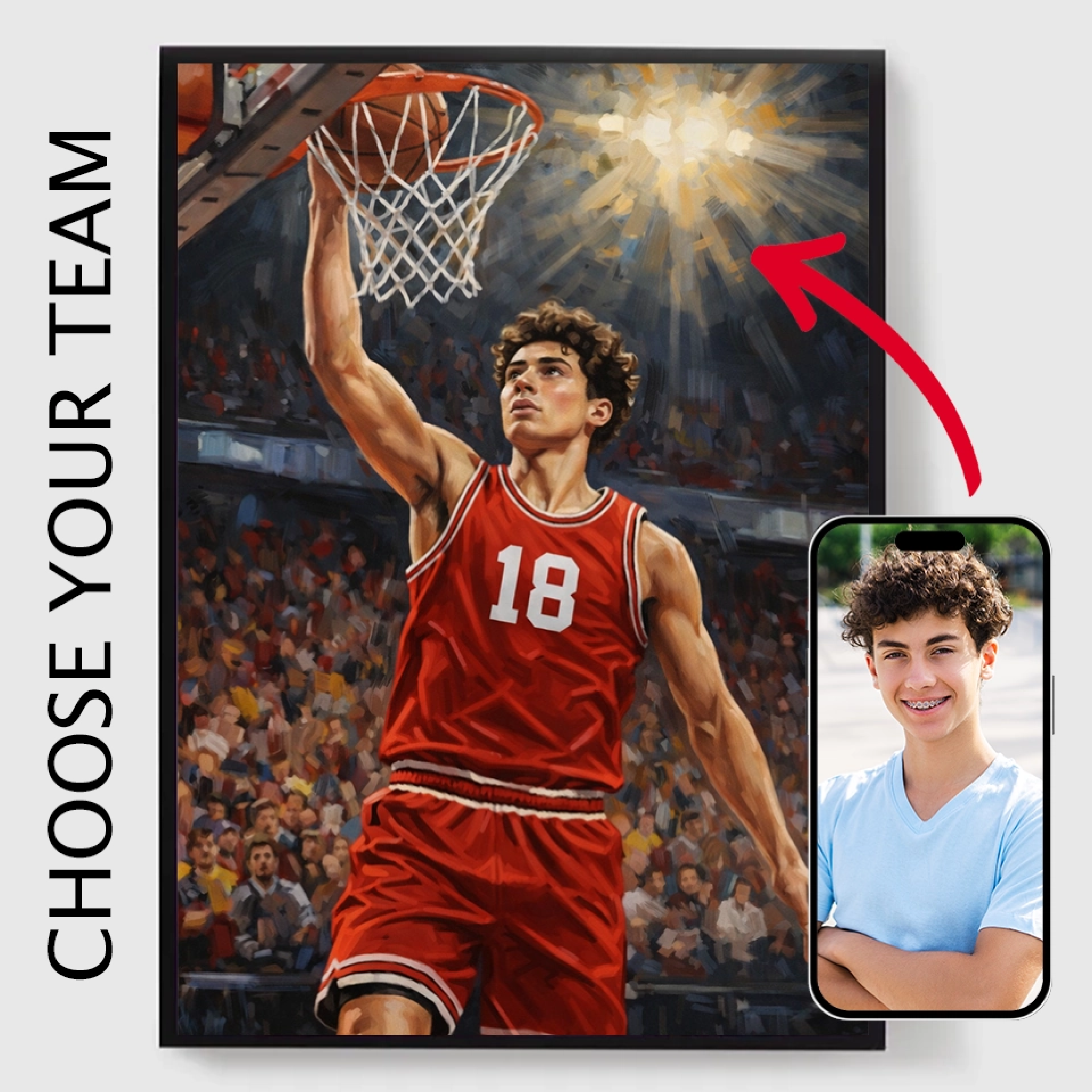 Gepersonaliseerde Poster - Basketbal Olieverfschilderij - AI Poster