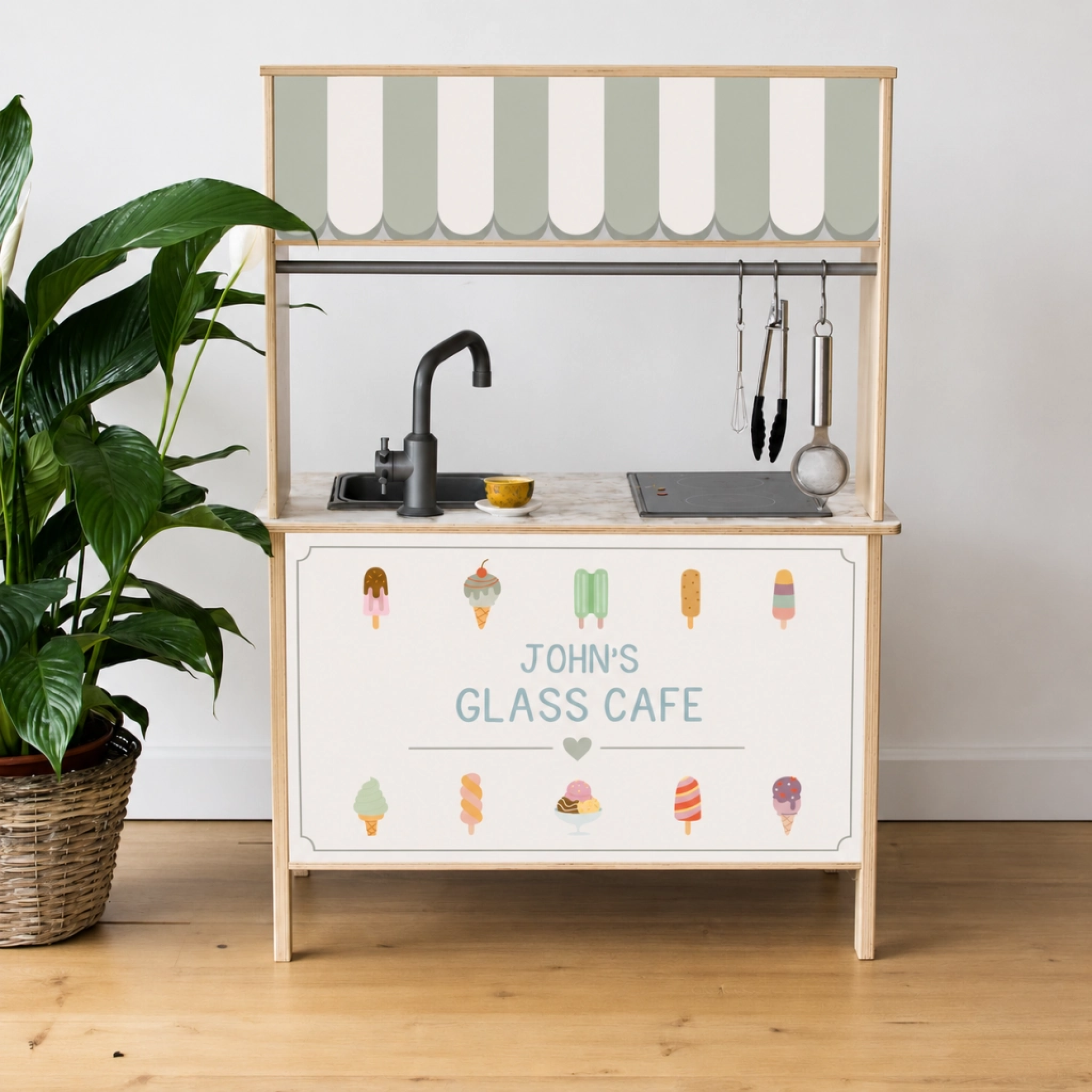 Zelfklevende stickers voor Ikea Duktig – persoonlijke stickers voor speelkeukens – IJssalon2