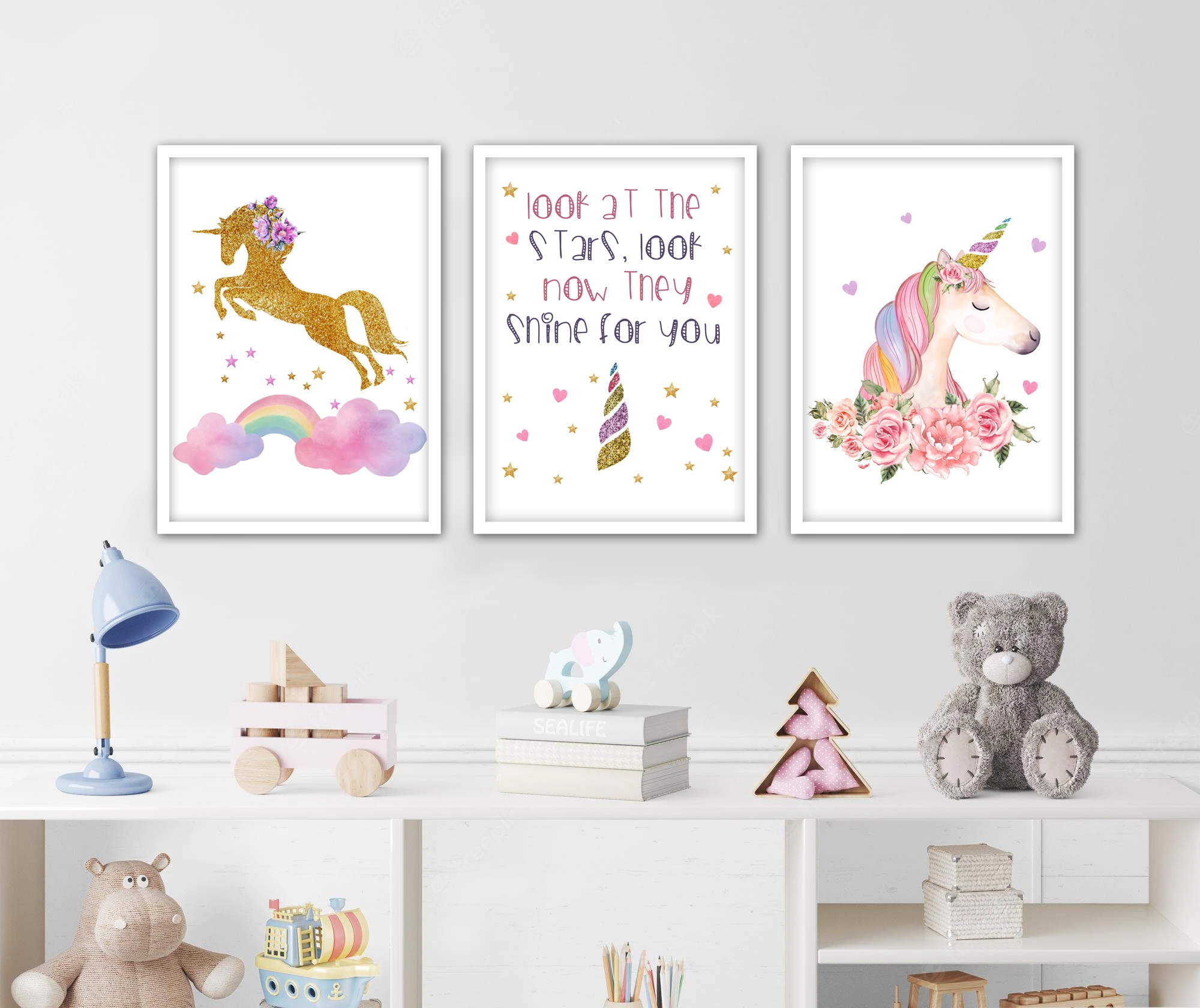 Poster - Eenhoorn / Look at the Stars / Set van 3