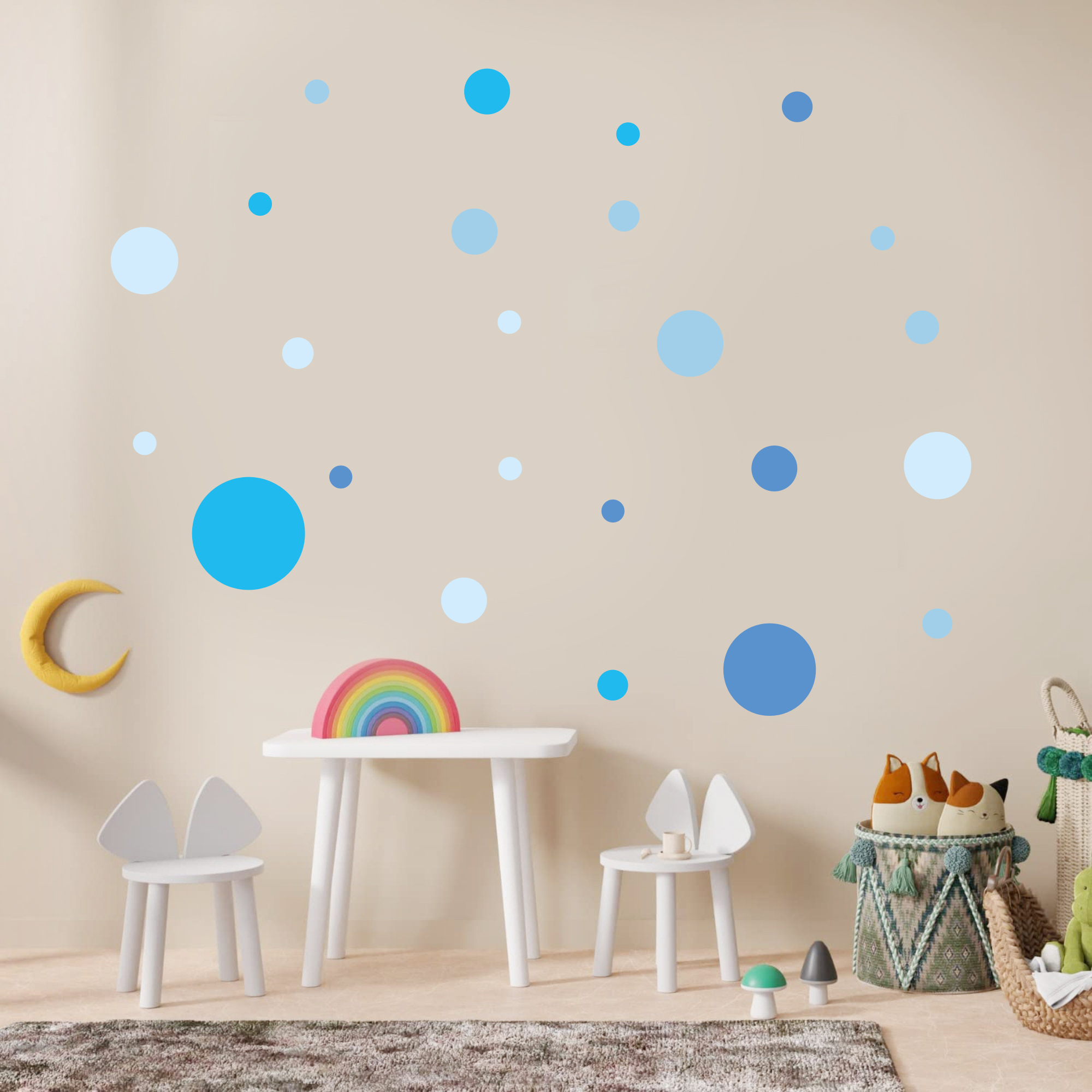 Muursticker - Stippen / Blauw / 02