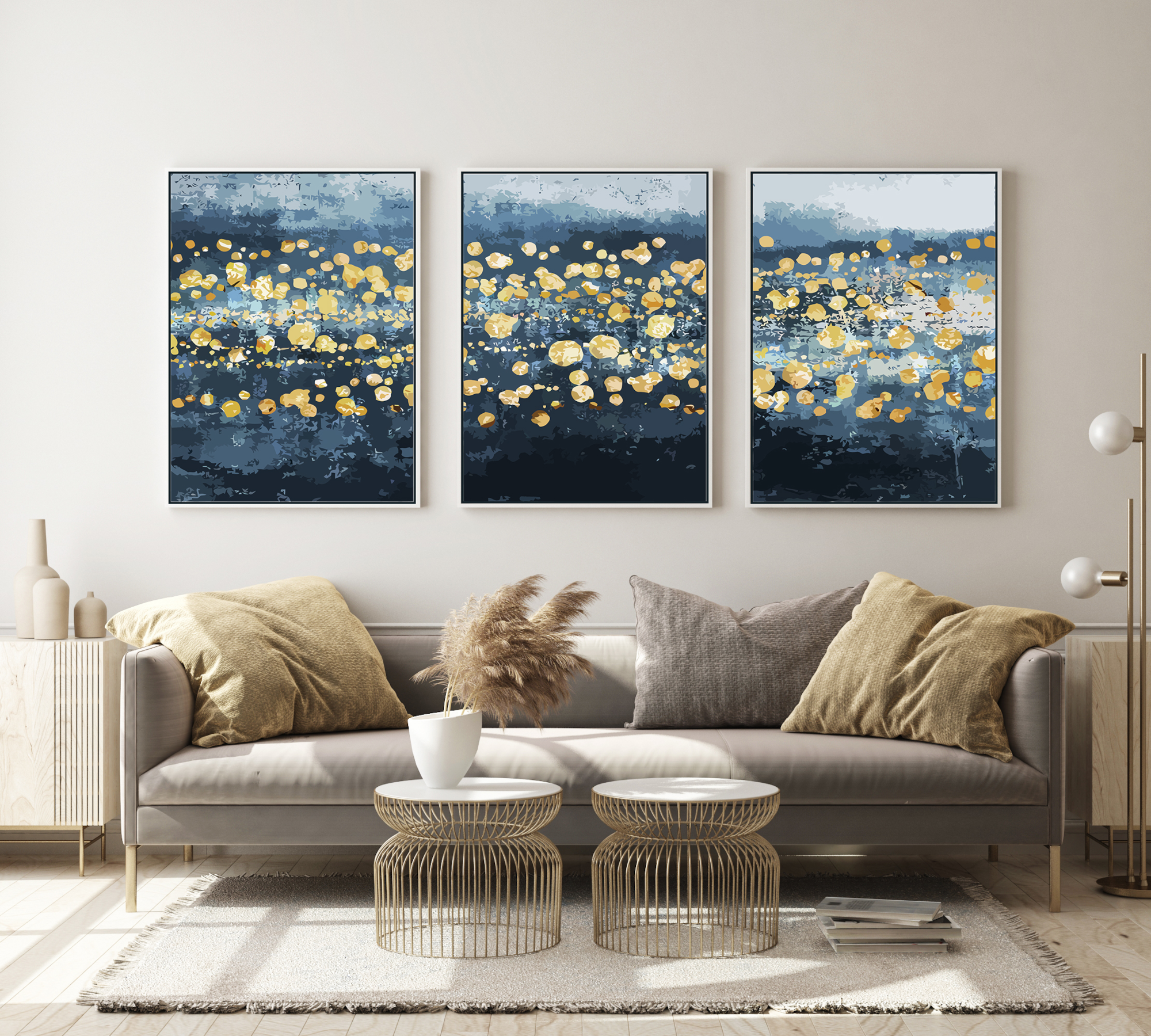 Posters - Gele bloemen / Set van 3