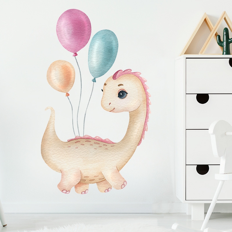 Muursticker - Baby dinosaurus met ballonnen 2