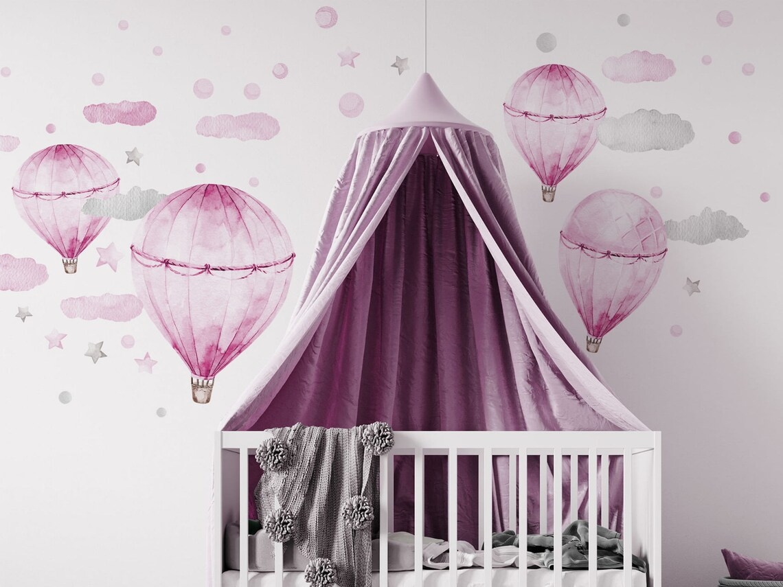 Muurstickers - Luchtballonnen / Roze Pastel