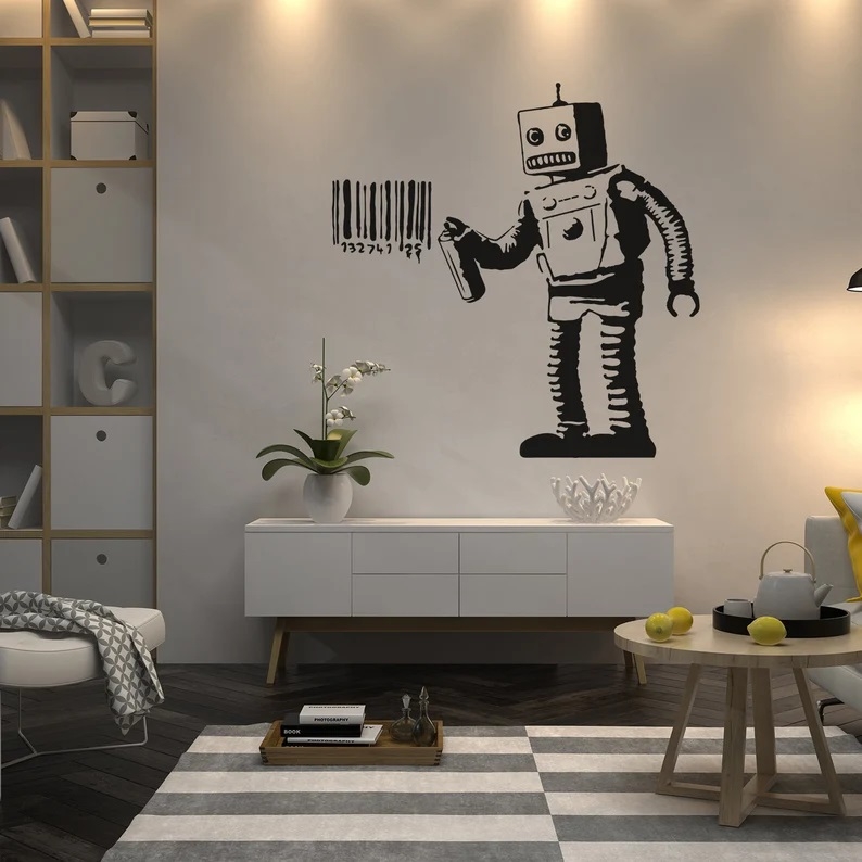 Muursticker - Streepjescoderobot