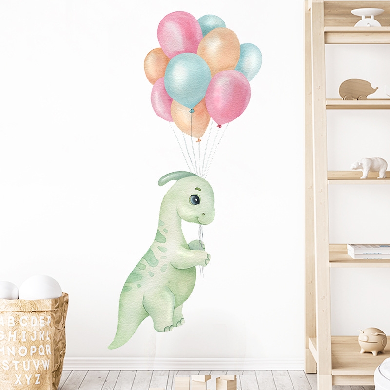 Muursticker - Baby dinosaurus met ballonnen 1