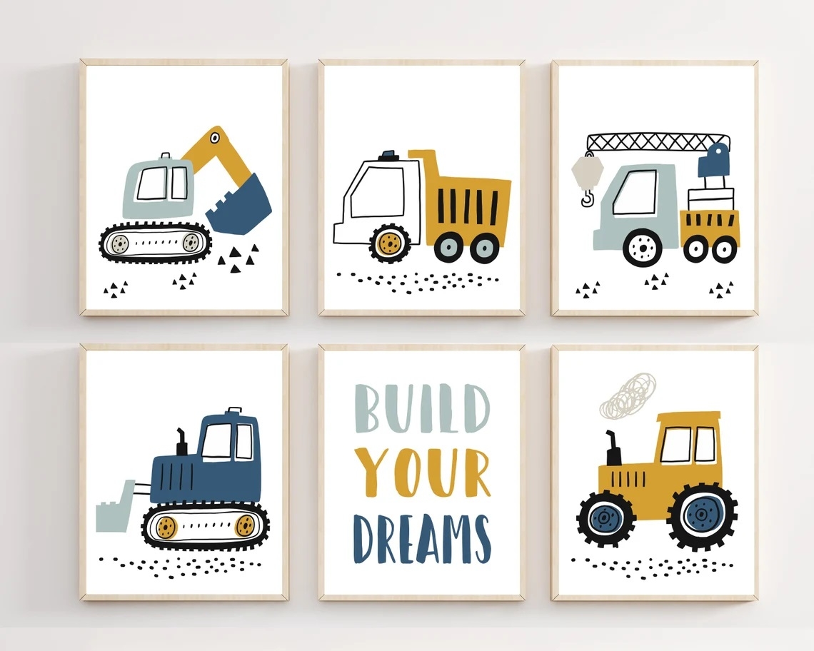 Affiches - Bouwvrachtwagens / Set van 6