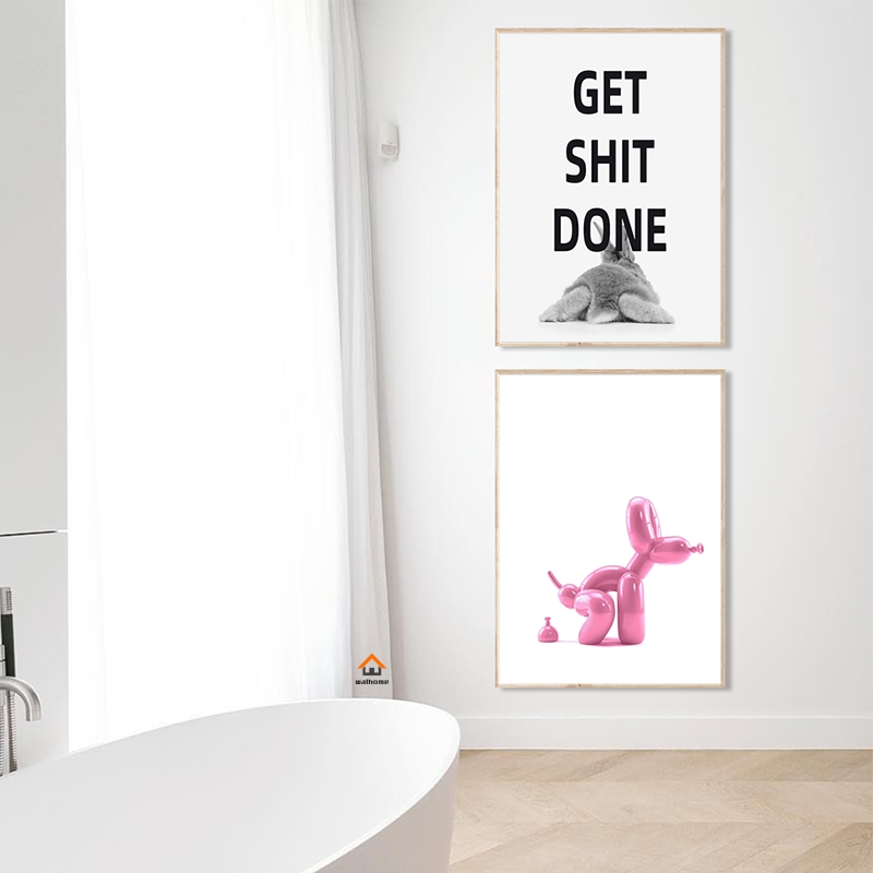 Affiches - Vrouwenkunst voor badkamer / Get Shit done / Set van 2