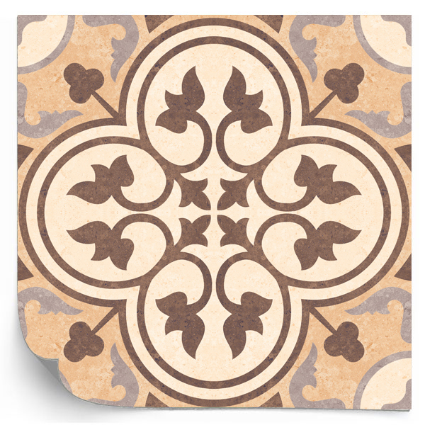 Tegels Sticker - Fel oranje bloemmotief / Set van 24
