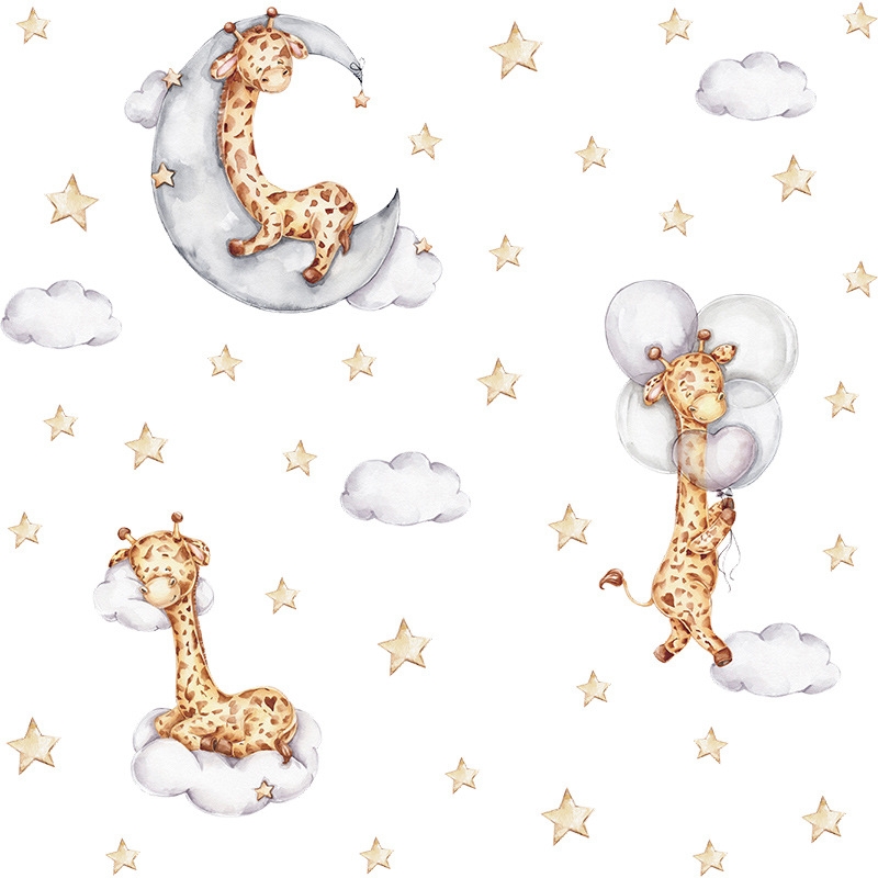 Muursticker - Giraffen in de lucht