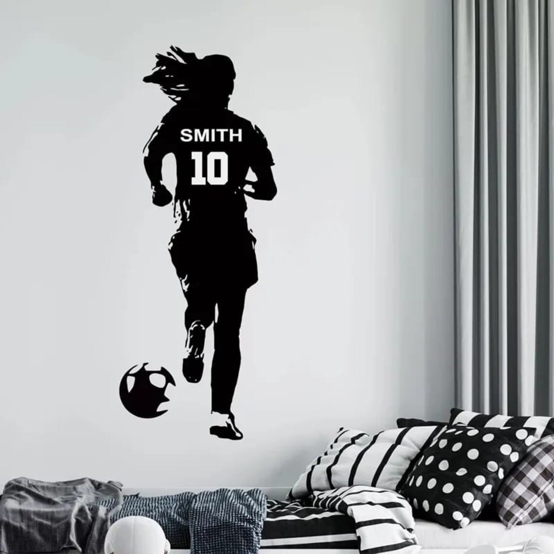 Muursticker - Voetballer / Naam en nummer / Gepersonaliseerde / 02