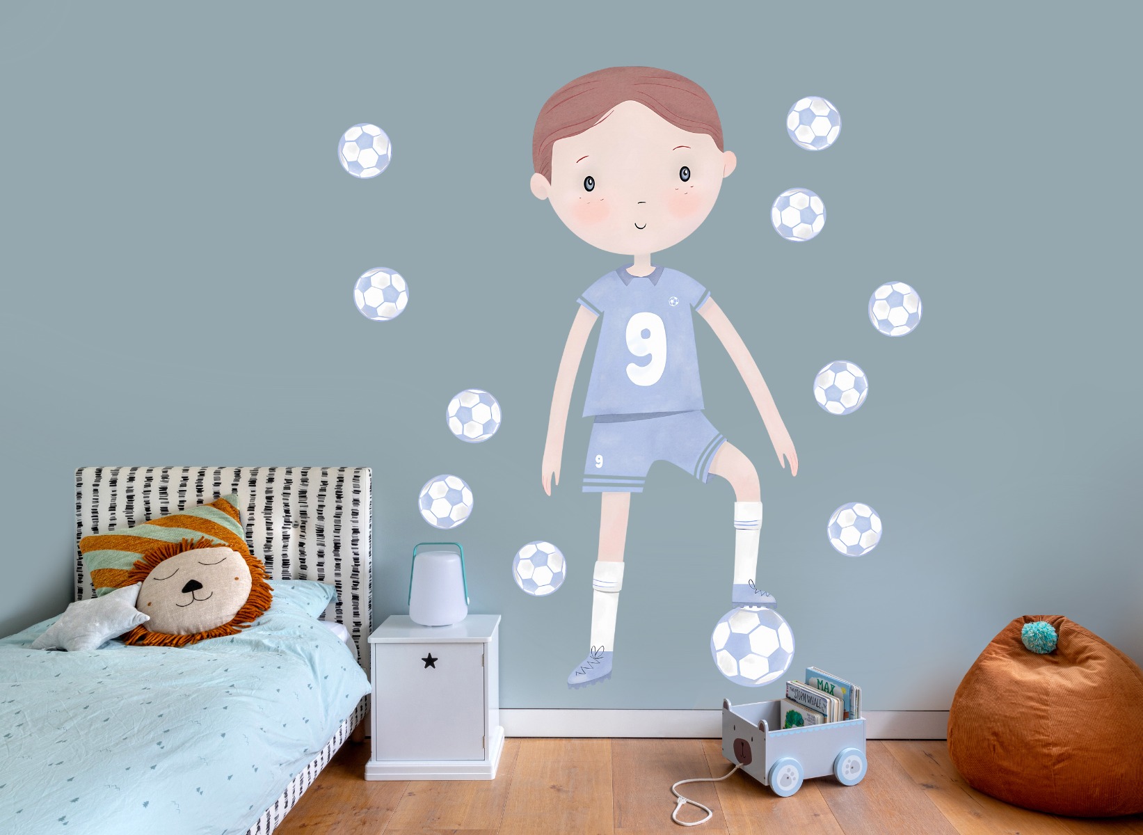 Muursticker - Voetballer / Blauw