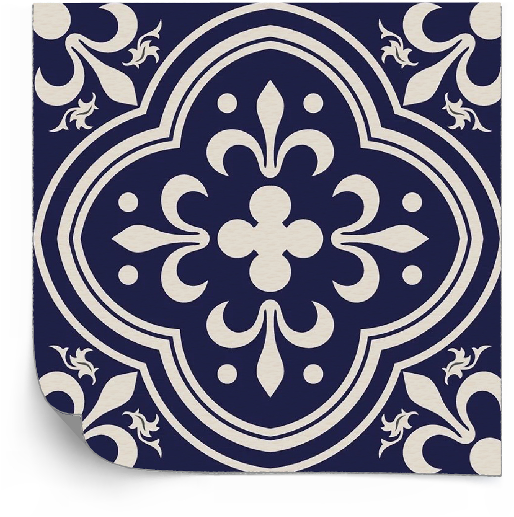 Tegels Sticker - Vintage Tegelstickers / Marineblauw en wit / 02 / 24 stuks