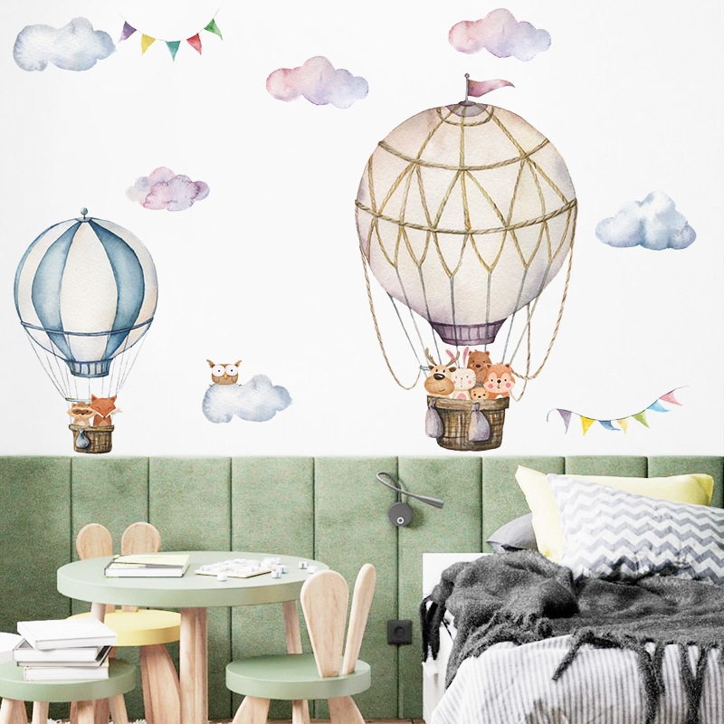 Muurstickers - Luchtballon Met Uil