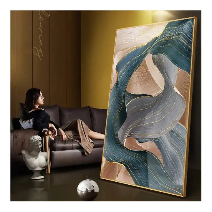 Poster - Gouden geometrisch landschap