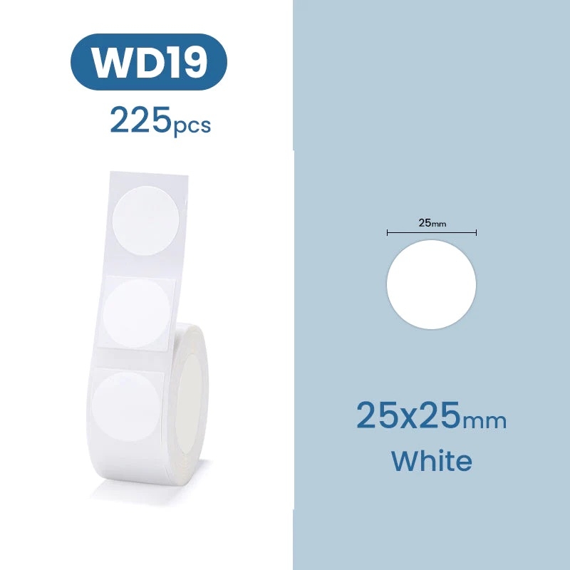 NIIMBOT Labels Stickers voor D101 25 x 25mm / 225 stuks / Wit / Rond
