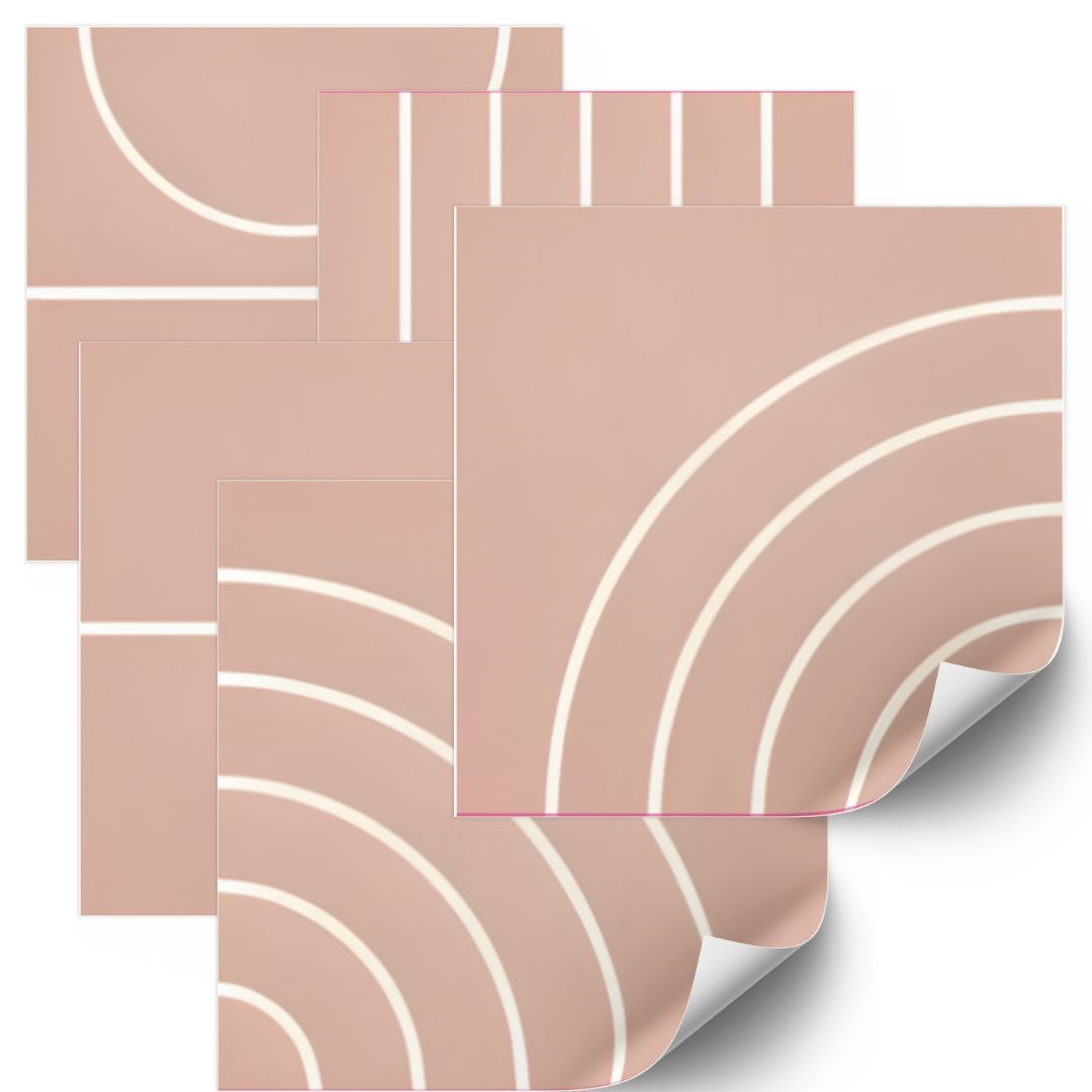 Tegels Sticker - Boho geometrische zalm / 24 stuks