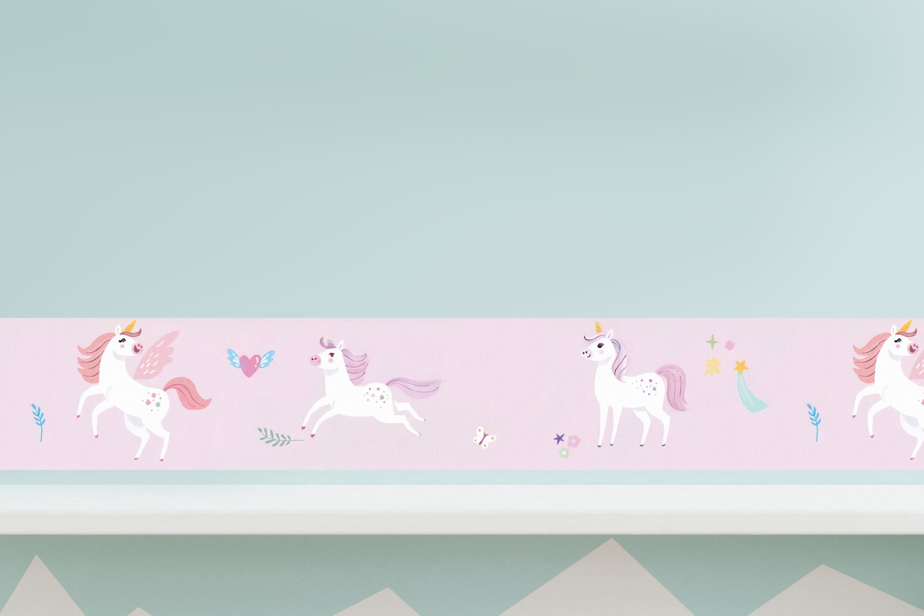Muursticker - Eenhoorn / LavendelBlush / Randsticker