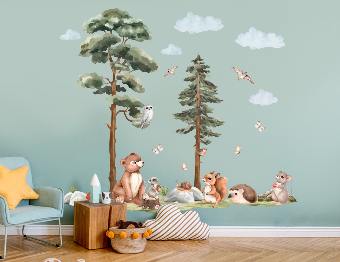 Muursticker - Bosdieren en bomen