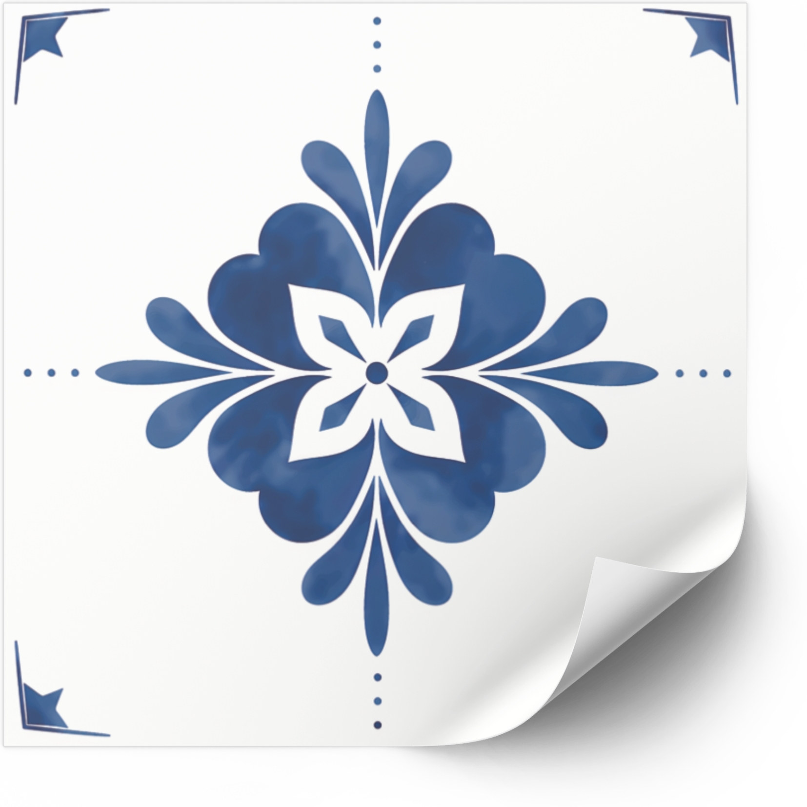 Tegels Sticker - Wit en blauw patroon / 24 stuks