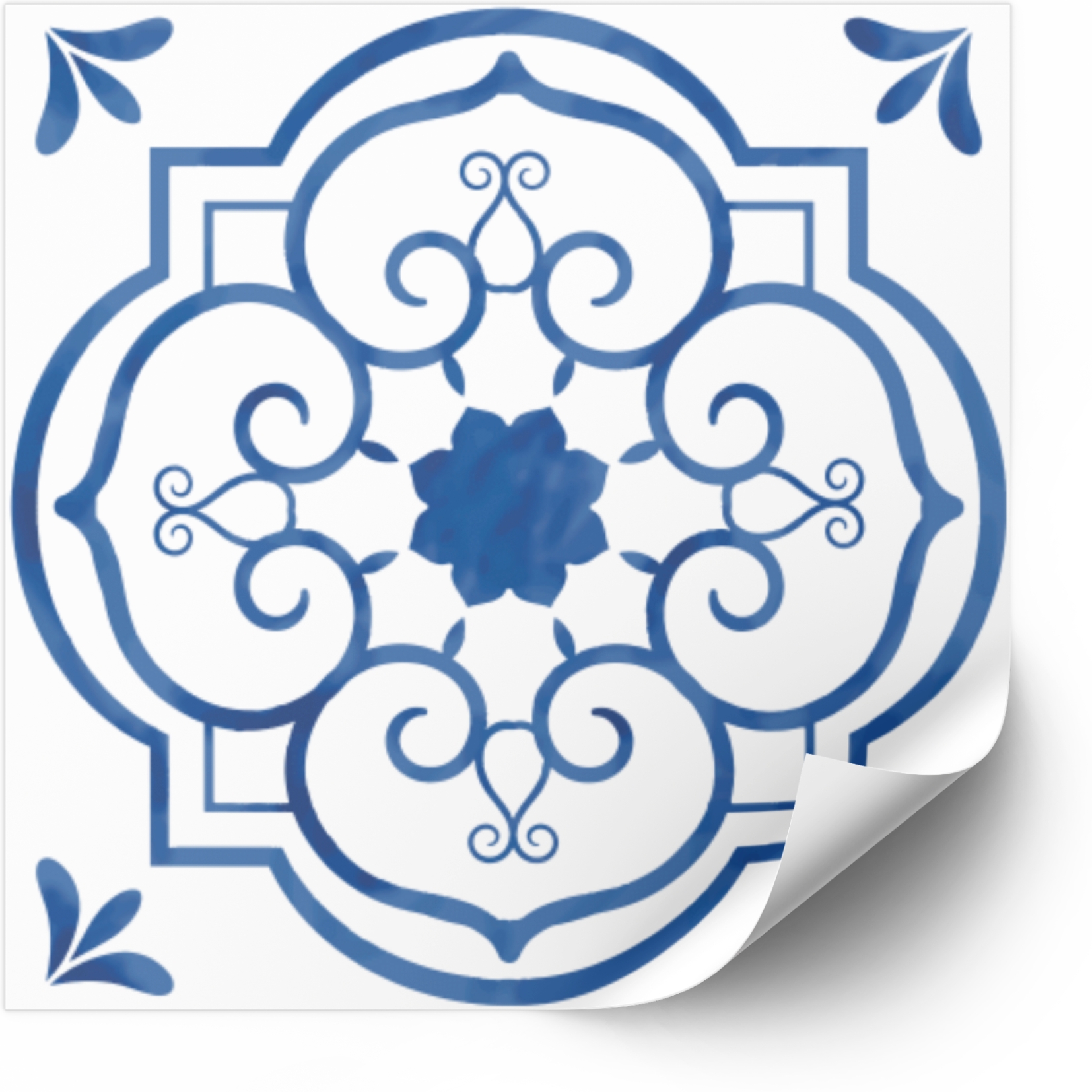 Tegels Sticker - Blauw Patroon / 24 stuks
