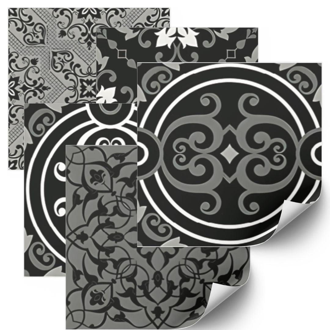 Tegels Sticker - Fineline Zwart / 24 stuks