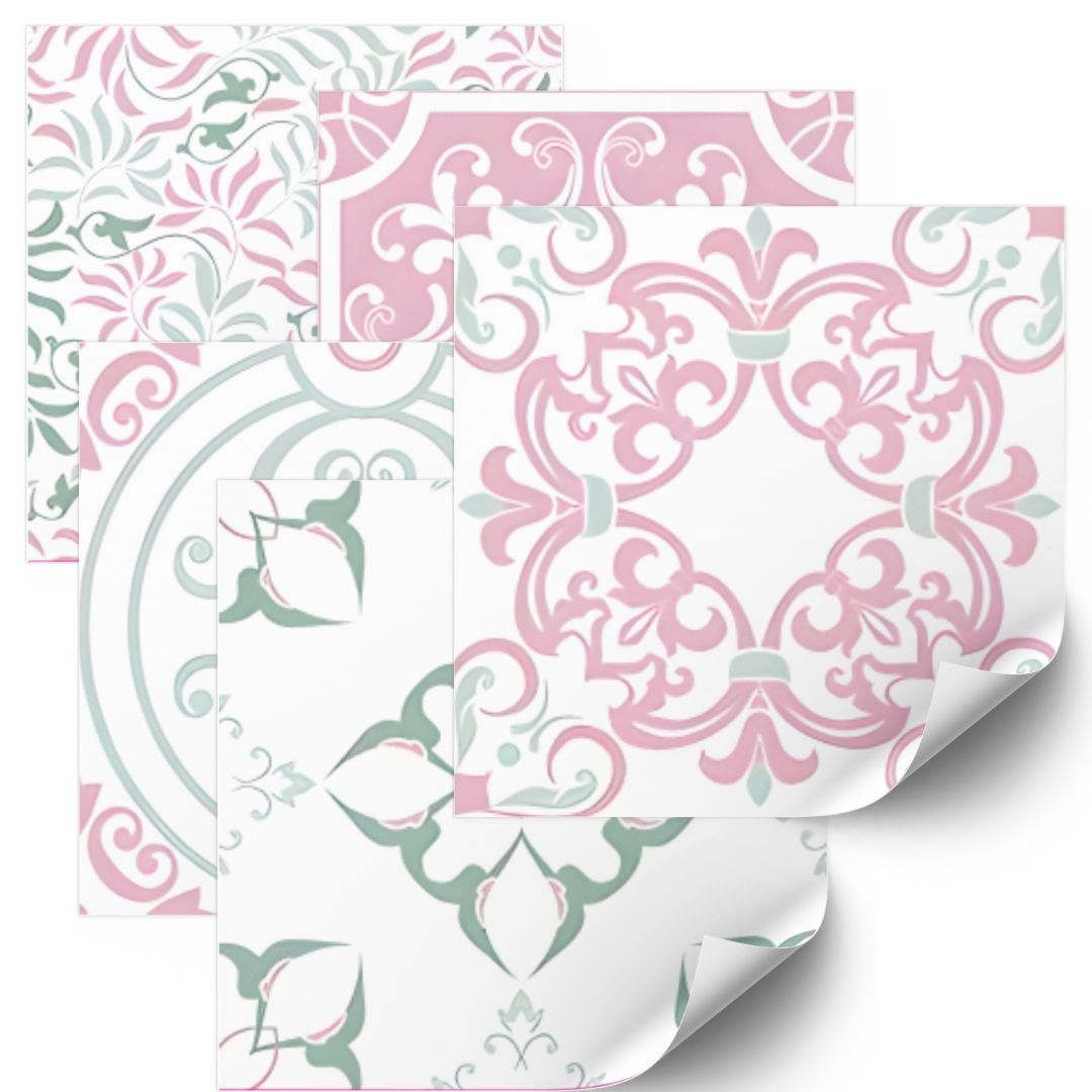 Tegels Sticker - Fineline Roos / 24 stuks