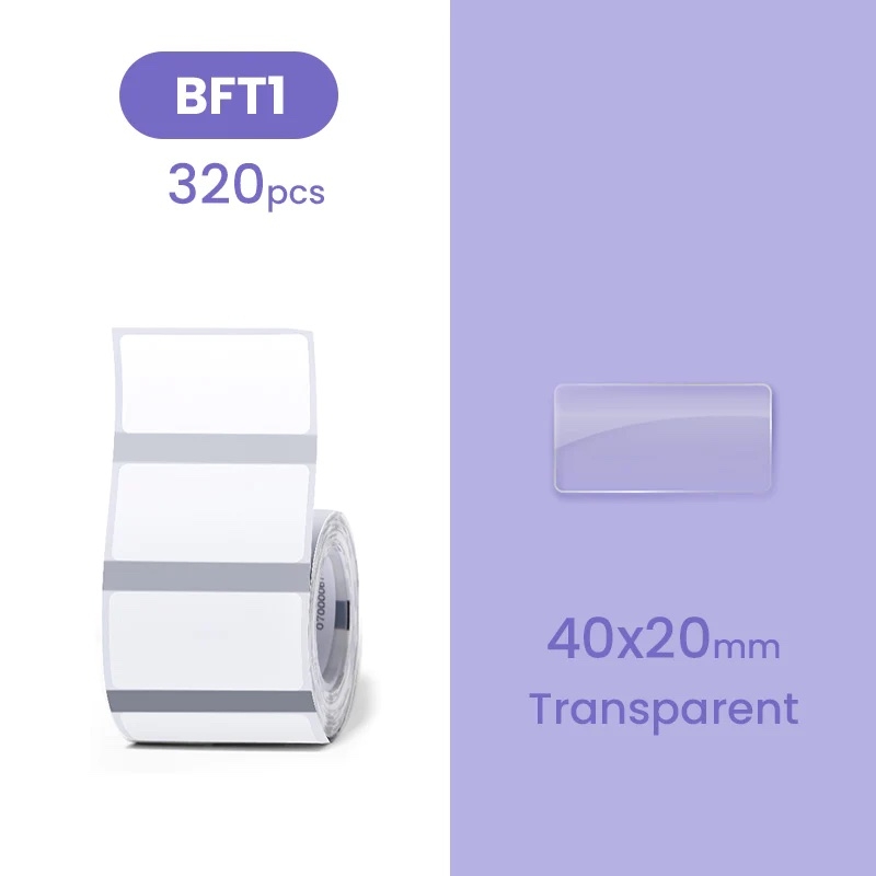 NIIMBOT Label voor B21 / B1s 40 x 20 mm, 320 stuks / Transparant
