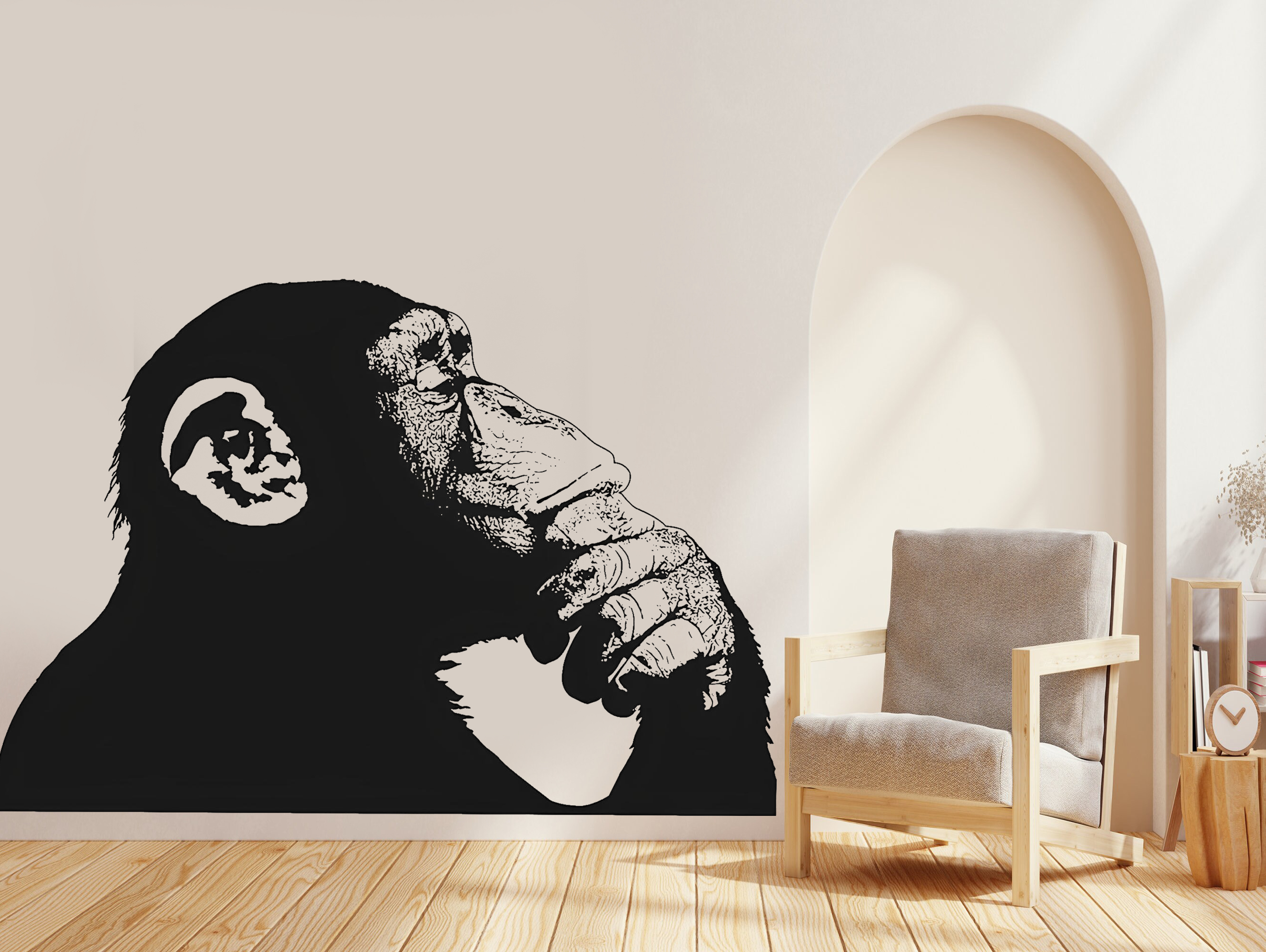 Muursticker - Denkende Gorilla