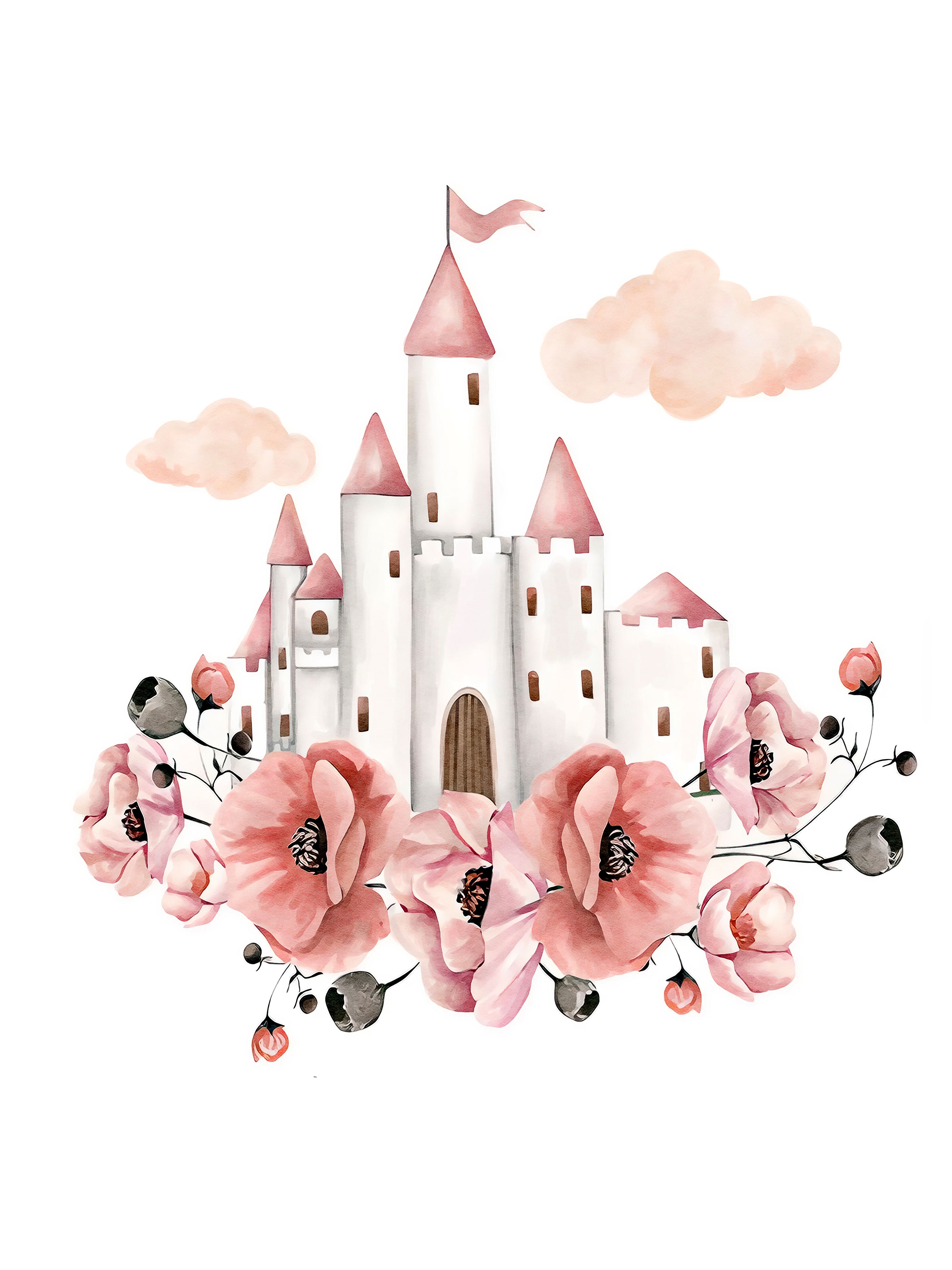 Poster - Kasteel met Bloemen
