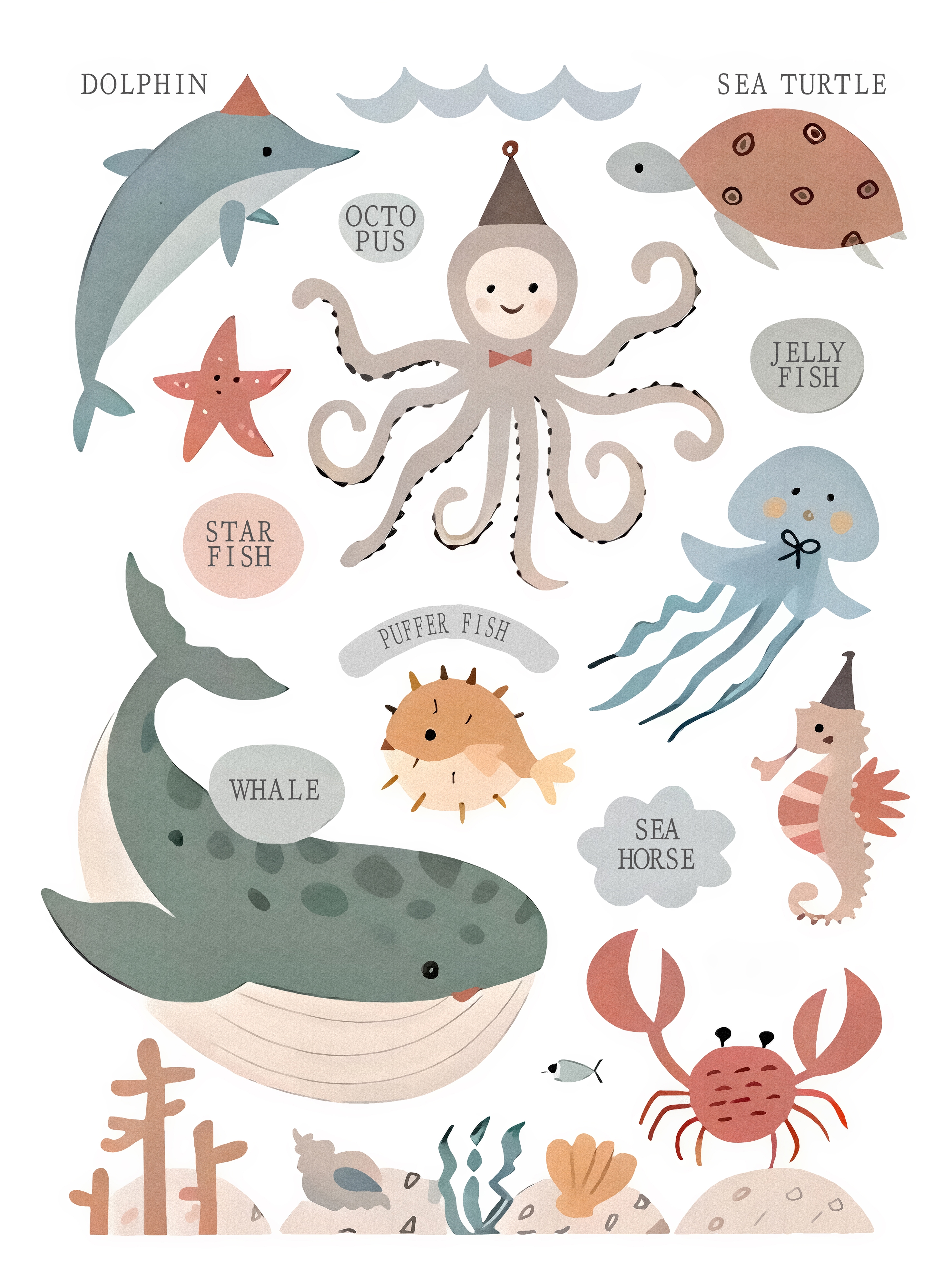 Poster - Zeedieren Met Namen