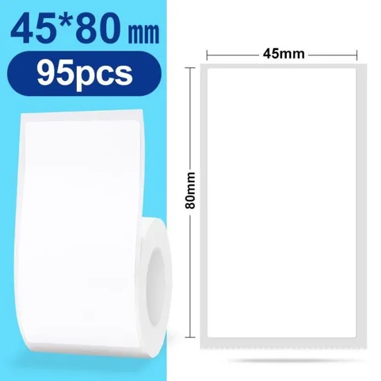 NIIMBOT Label Stickers B1 / B21 / B3-serie 45 x 80 mm / 95 stuks / Wit