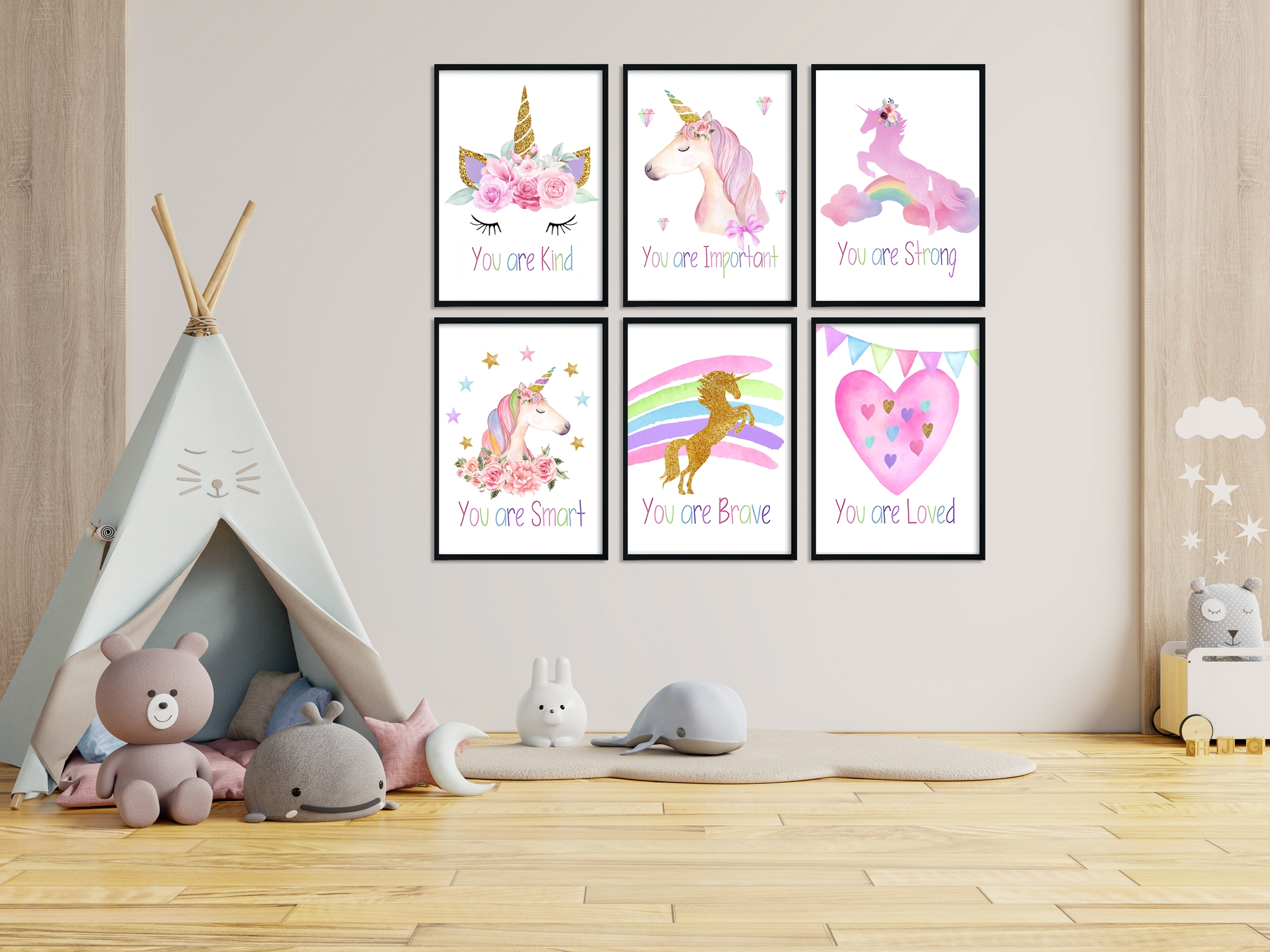 Posters - Eenhoorn / Regenboog / Set van 6
