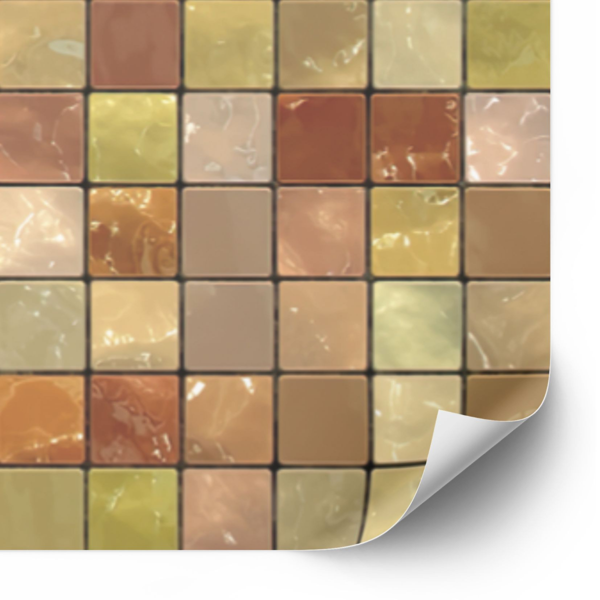 Tegels Sticker - Bruin en Geel / Peel and Stick Tile / 24 st
