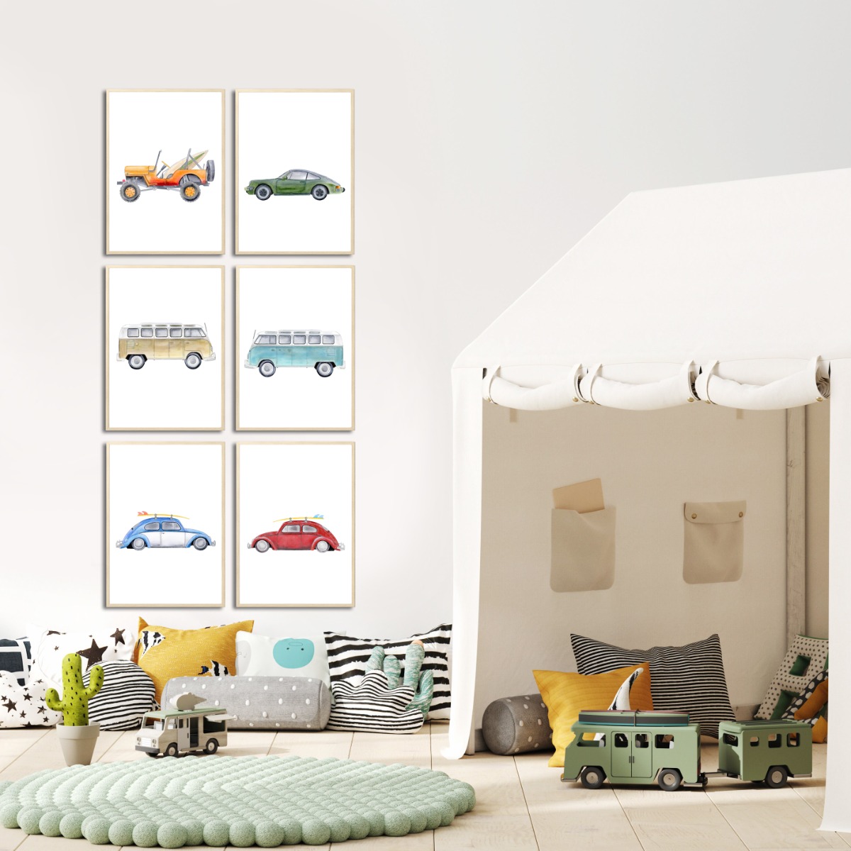 Posters - Cartoon auto's / set van 6