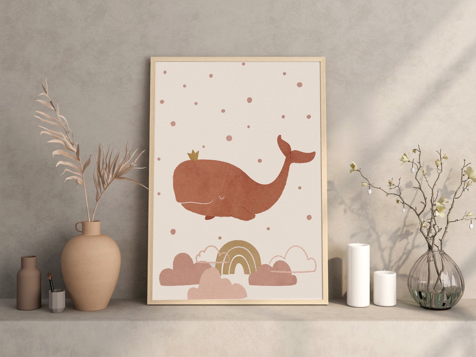 Poster - Dromen in de lucht / Walvis met kroon