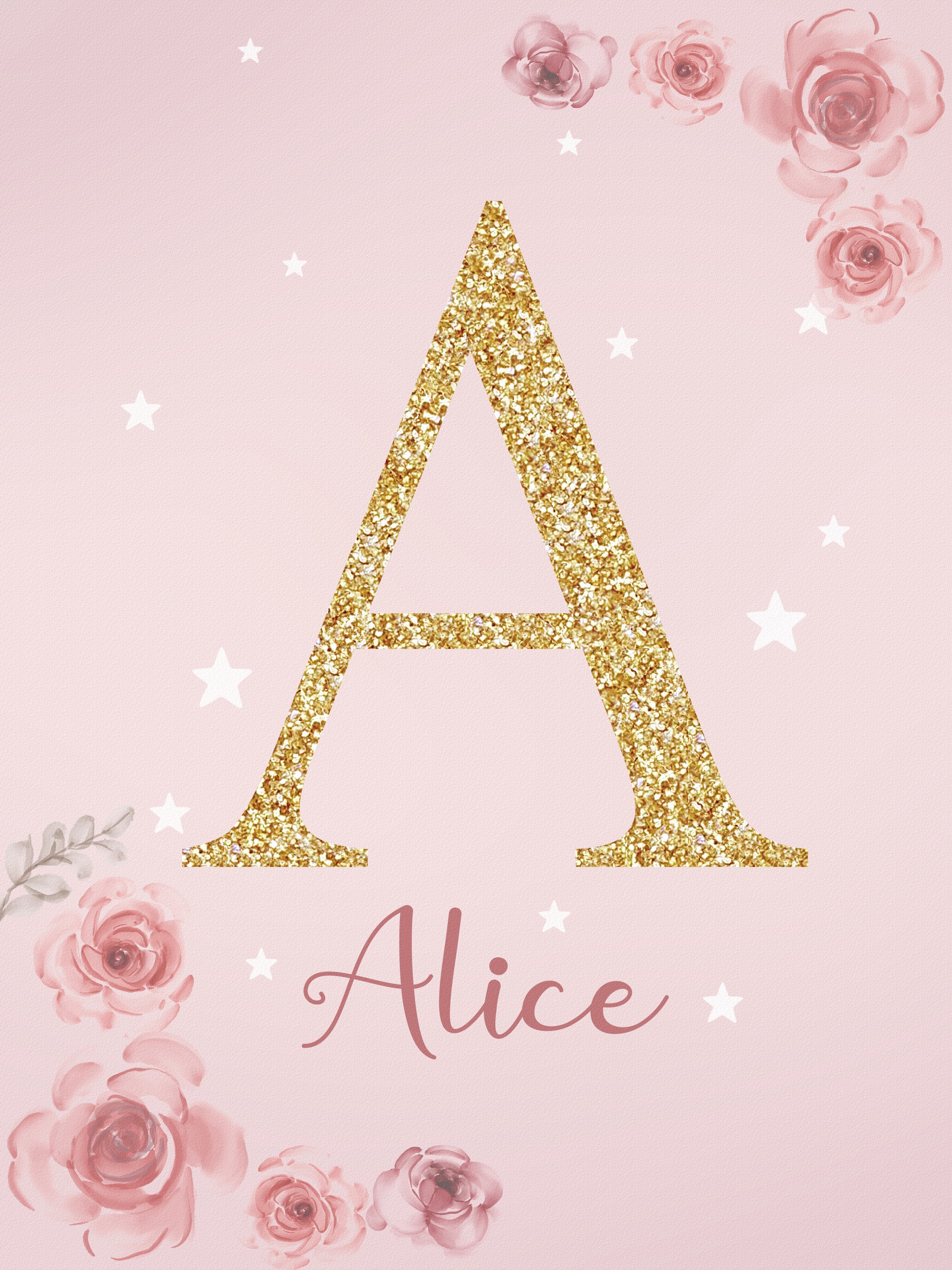 Poster - Roze / Gouden Brief / Gepersonaliseerd