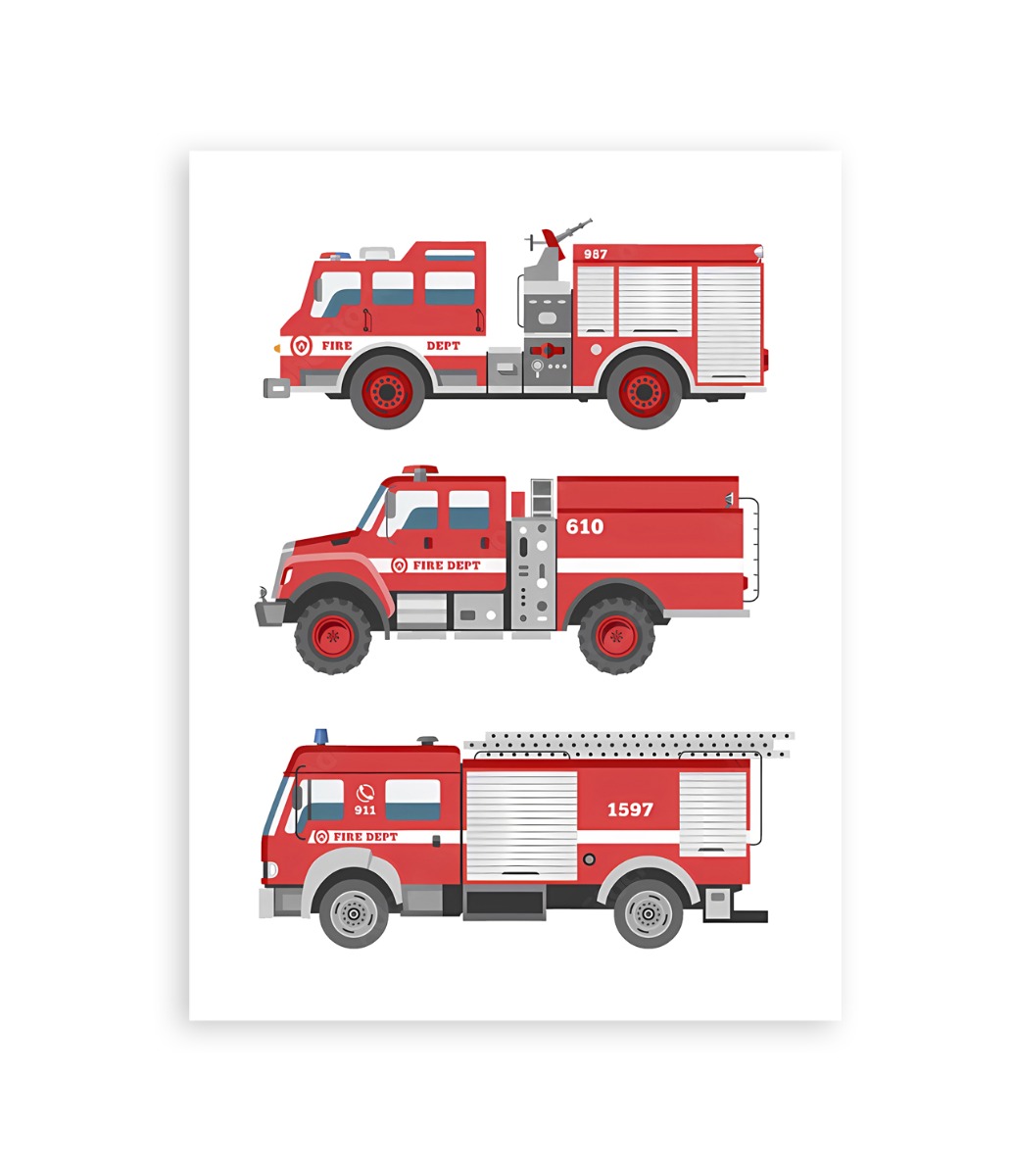 Poster - Noodvoertuigen / Brandweerwagen