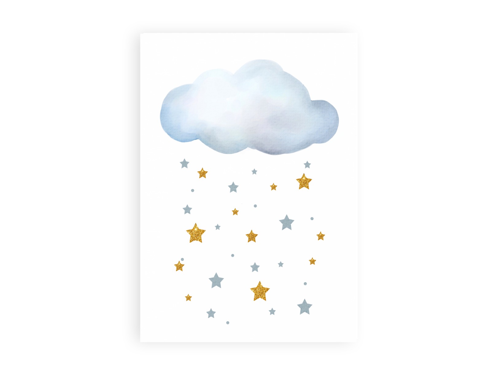 Poster - Wolken en sterren / Blauw en goud