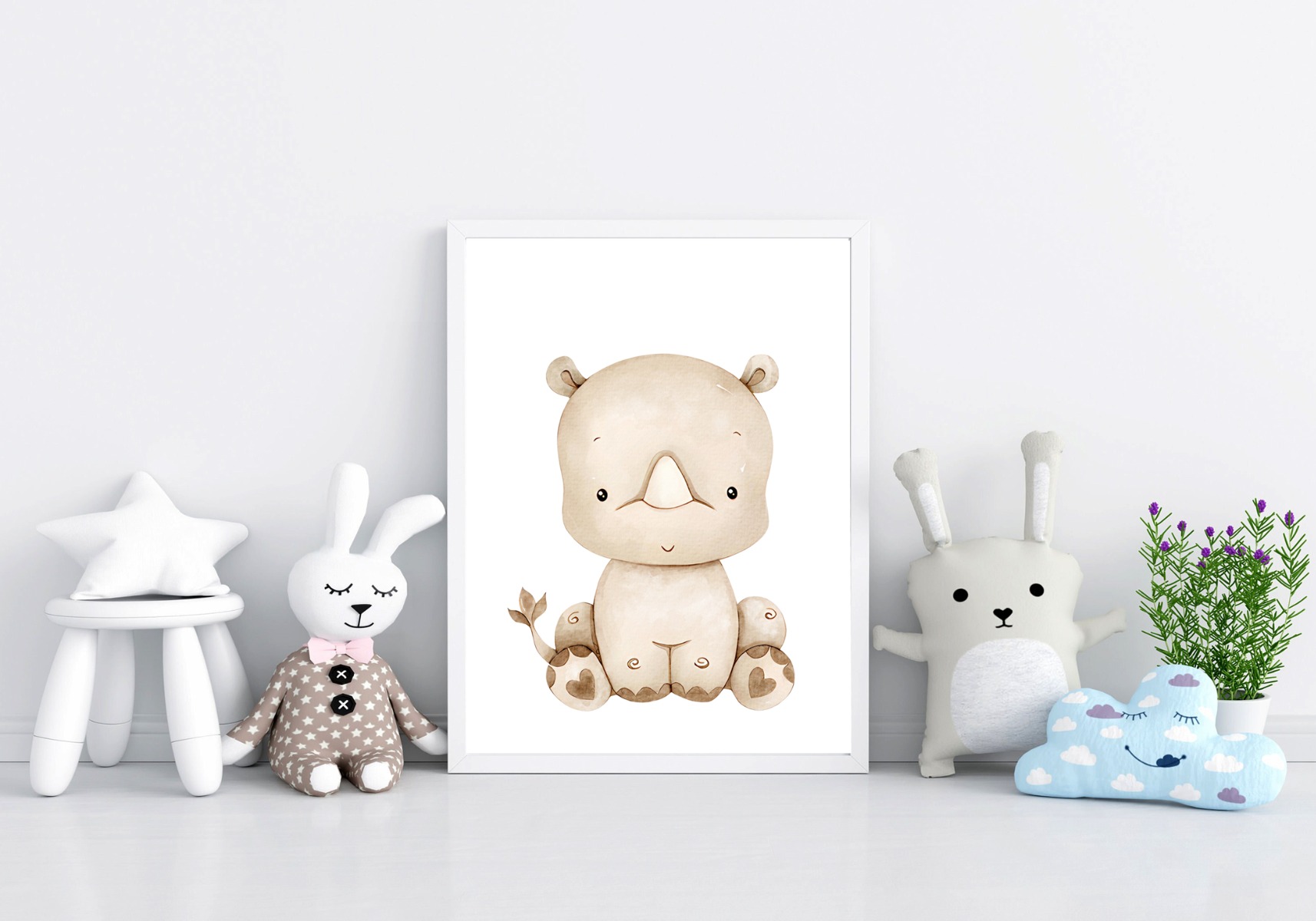 Poster - Neushoorn / Bruin